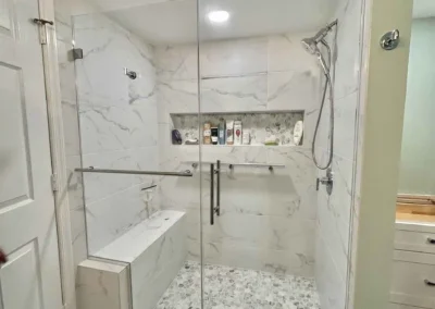 Image of white and gray contemporary shower from ShowerDoorKing.