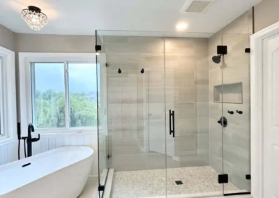 Image of white and gray contemporary shower from ShowerDoorKing.